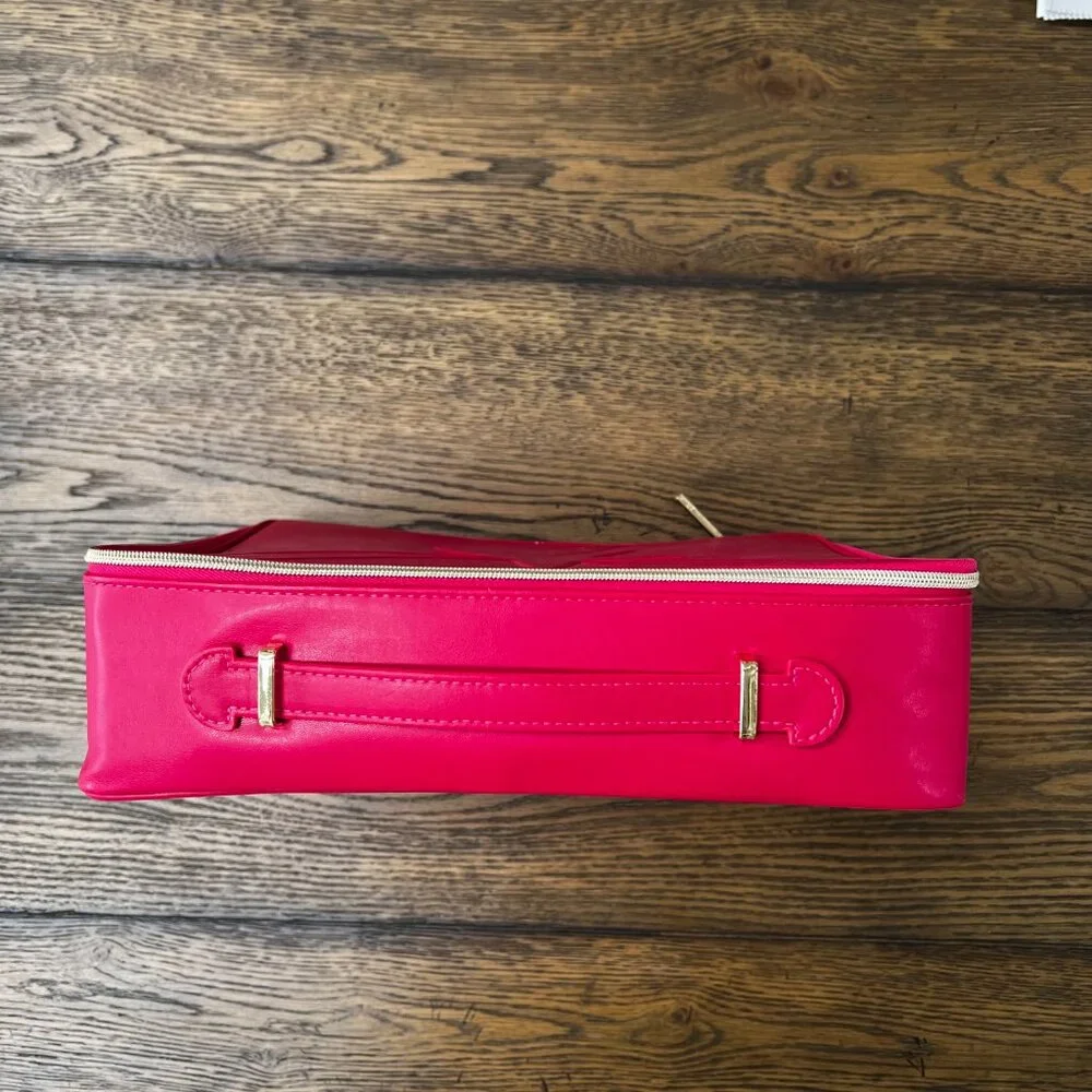 Lancome Hot Pink Vegan Leather Full Zip Storage Case